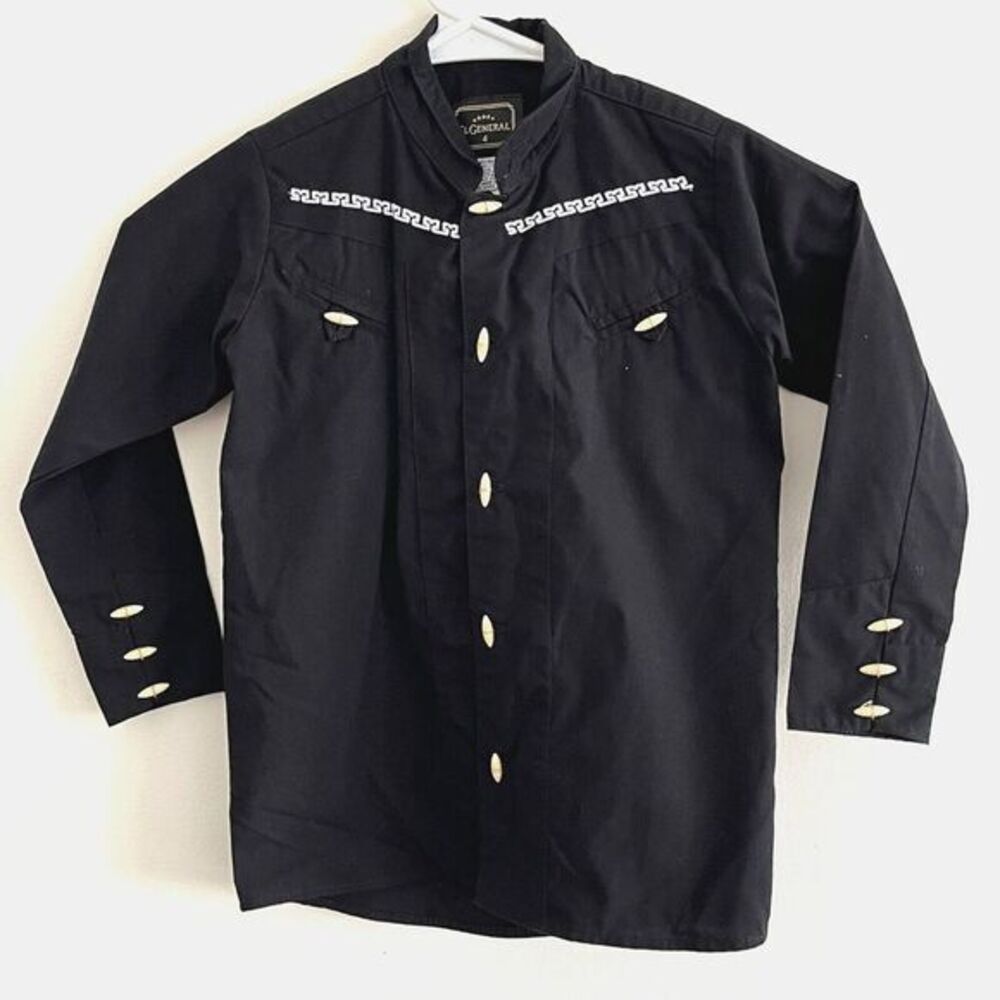 El General Boys Cowboy Western Rodeo Button Down Long Sleeve Shirt Black Size 4T